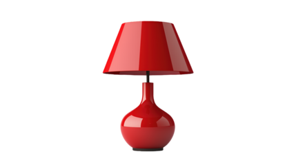Stylish Red Table Lamp for Home Decor isolated on transparent background	
