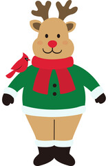 Cute Christmas deer flat vector.