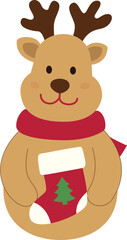 Cute Christmas deer flat vector.