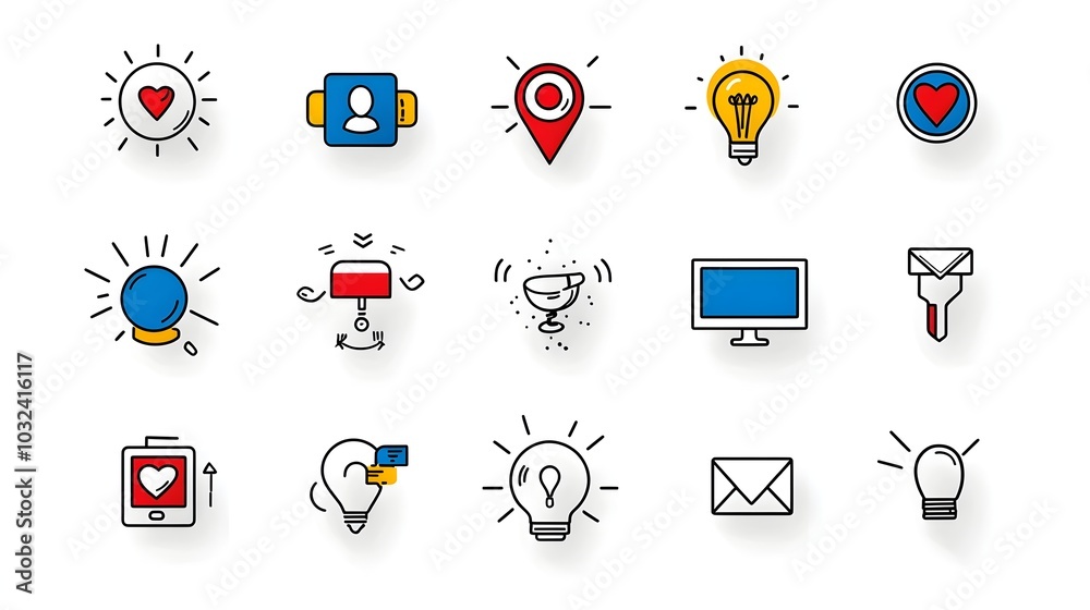Poster thin line icon set designed with clean lines highlighting various digital marketing strategies inclu