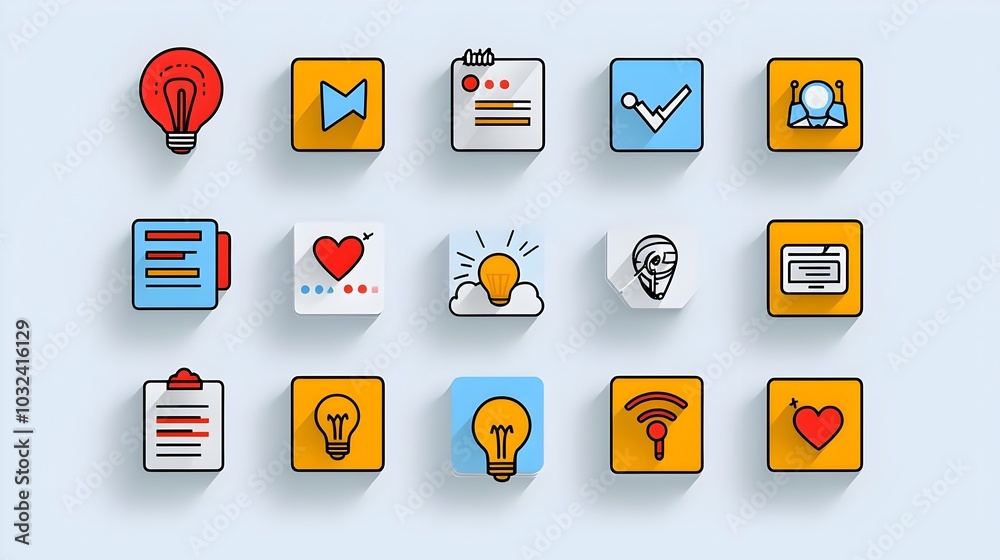 Poster minimalist and clean line icon set highlighting various digital marketing strategies and tactics suc