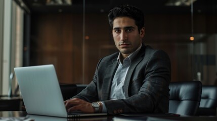 Businessman in Modern Boardroom