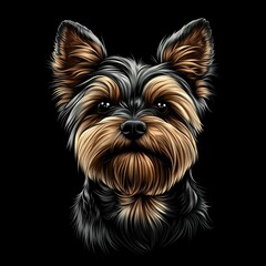 Yorkshire Terrier portrait on black background