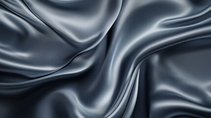 Obraz premium Black satin fabric with smooth, soft, shiny texture, ideal for luxury fashion, decoration, or backdrop