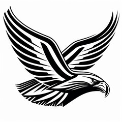 Fototapeta premium Black and white illustration of a soaring eagle.