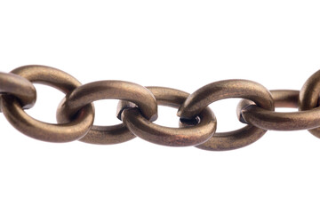 Obraz premium Brown metal chain isolated on white background
