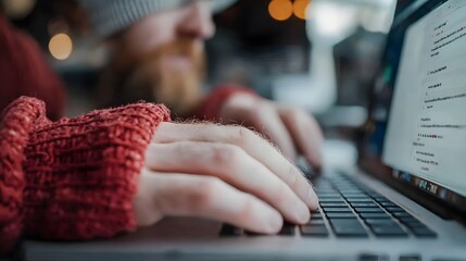 A remote worker utilizing various productivity applications and tools on their laptop to efficiently manage tasks and optimize their workflow from a home or flexible workspace