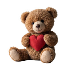 teddy bear and heart isolated on white or transparent background, Valentine's Day, christmas 
