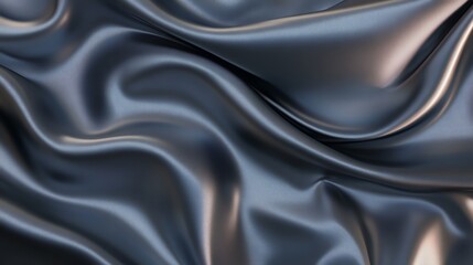 Obraz premium Black satin fabric, rippled and smooth, a luxurious backdrop for elegant fashion displays