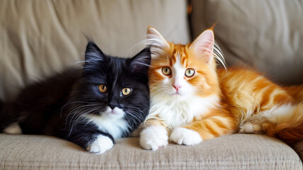 Zwei Katzen schmusen 