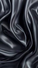 Obraz premium Black satin fabric, rippled and smooth, a luxurious backdrop for elegant fashion displays