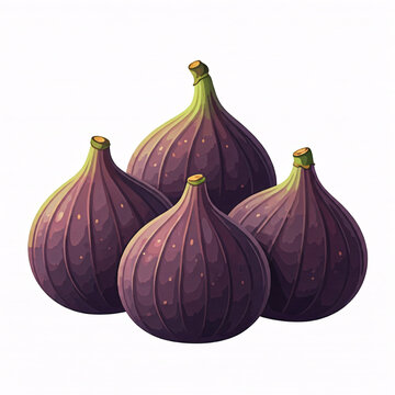 recommend clip art: fresh ripe purple figs isolated on white background illustration