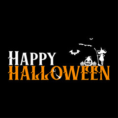 simple and attractive vector happy halloween text graphic object for social media poster and banner