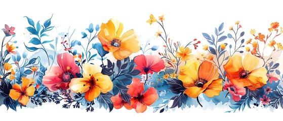 Fototapeta premium Vibrant Floral Watercolor Design for Decor