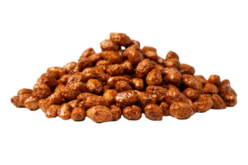 Tasty sweet roasted peanuts isolated on a white background.