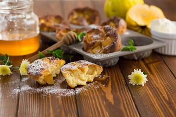 cooked cottage cheese muffins with quince and honey