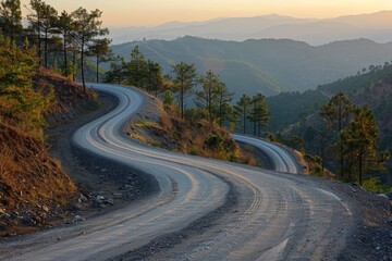 Mountain road at sunset MONA