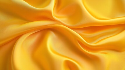 Fototapeta premium yellow Golden satin fabric draped in luxurious waves, a smooth and shiny backdrop for elegant designs