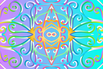  colourful gradient line art pattern of indonesian culture traditional tenun batik ethnic dayak ornament for wallpaper ads background