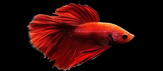 Obraz premium Red Betta Fish on Black Background