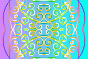 Fototapeta premium colourful gradient line art pattern of indonesian culture traditional tenun batik ethnic dayak ornament for wallpaper ads background