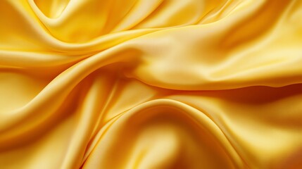 Obraz premium yellow Golden satin fabric draped in luxurious waves, a smooth and shiny backdrop for elegant designs