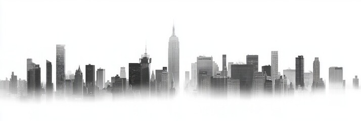 Naklejka premium New York city skyline on white background 