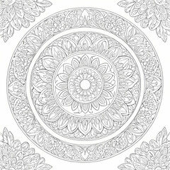 Intricate Mandala Design Coloring Book Page