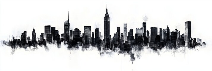 Naklejka premium New York city skyline on white background 