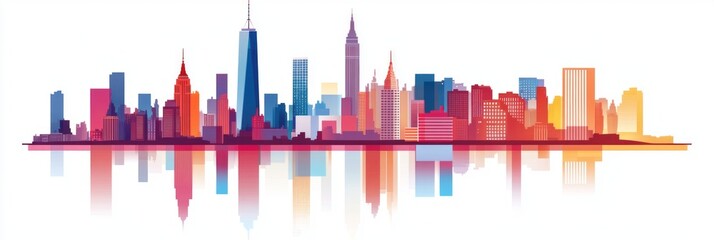Fototapeta premium New York city skyline on white background 
