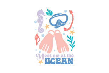 Meet me at the ocean, Boho Summer Quote SVG T Shirt Design