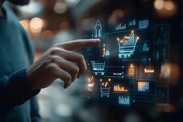 Futuristic Online Shopping Analytics on Interactive Screen