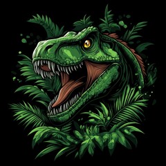 Obraz premium Dinosaur head illustration, dark background