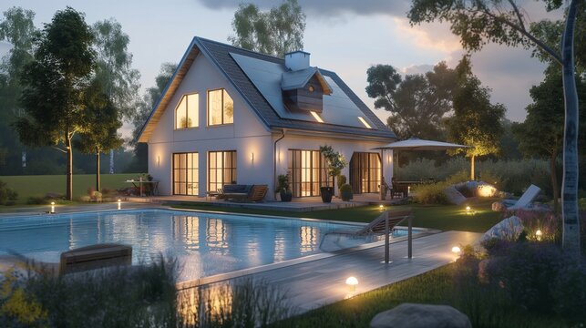 Beautiful residence with buildings and sollar palms