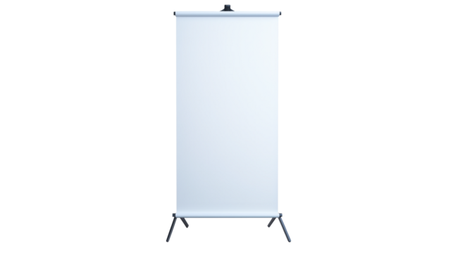 Blank Roll-up Banner Stand for Promotional Use or Presentations isolated on transparent background	
