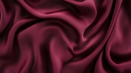 Obraz premium The luxurious, silky fabric drapes in soft, flowing curves, creating a backdrop of rich red maroon with a hint of velvet texture