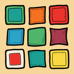 Colorful Square Icons Set , Simple Blocks Vector Design