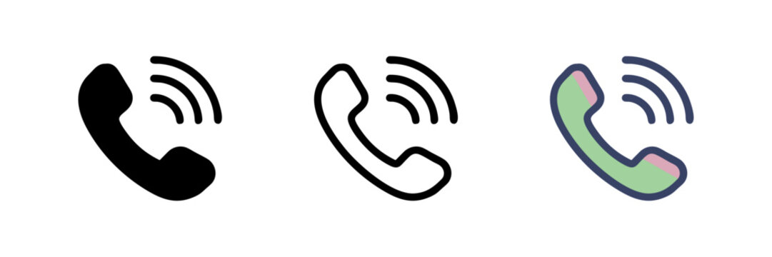 Phone call icon vector isolated on a white background. Flat-style call icon, perfect for websites, signs, symbols, UI, and logo design. Modern and clean telephone template for versatile use.