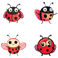 Fototapeta premium set of ladybug character with arms and legs