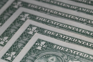 US 1 dollar banknotes background