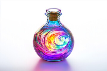 Cosmic Galaxy in a Glass Bottle: Abstract Art and Space