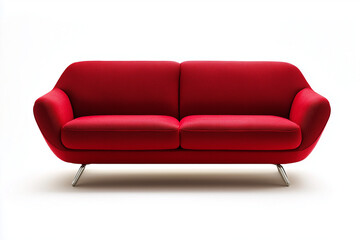 Obraz premium Modern Red Sofa with Chrome Legs - Interior Design