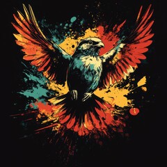 Obraz premium Colorful bird with vibrant wings and splashes