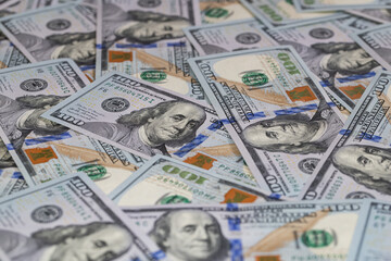 US 100 dollar banknotes background