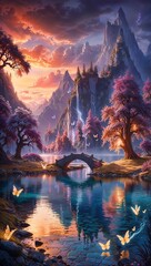 sunset in the mountains