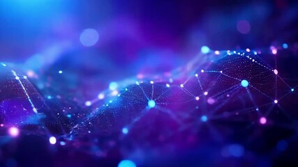 Abstract background with blue and purple lights and a futuristic digital landscape.