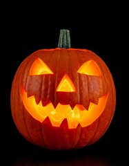 Naklejka premium A Spooky Glow: The Spirit of Halloween Captured in a Jack-o'-Lantern — AI-Generated 