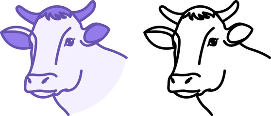 Cow Icons. Domestic Animal. Adult Cow Vector Illustration. Farming Concept