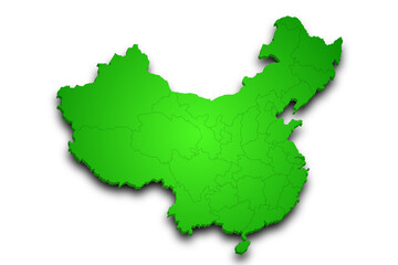 China 3d map with provinces and color. China country, cn, people's republic of China