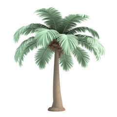 Obraz premium PNG palm tree with lush green leaves 3d icon, cartoon style minimal on transparent, isolate on white background